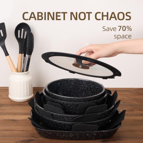 24pcs Ceramic Pots and Pans Set (Black 24 Pcs)