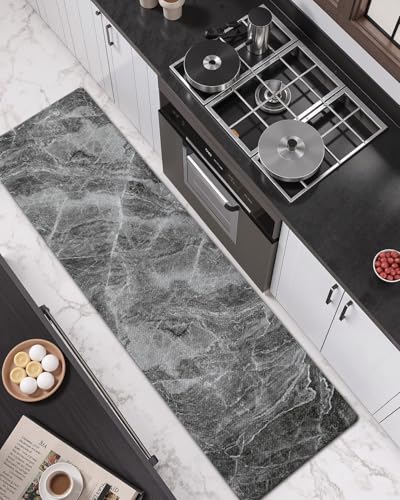 Kitchen Floor Mats Cushioned Anti Fatigue (Grey Marble / 107"L x 23"W x 0.4"Th)