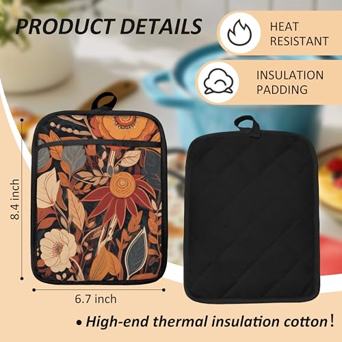Boho Vintage Floral Pot Holders for Kitchen (Haodh-12)