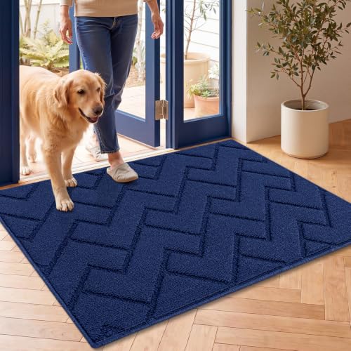 Door Mat Indoor Entrance (Navy Blue / 35" x 24" (Rectangular))