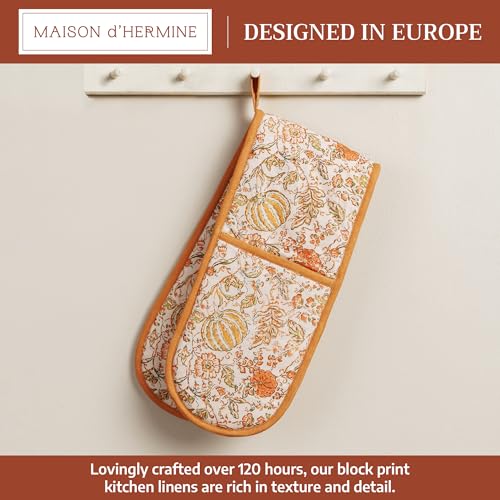 Double Oven Mitts 100% Cotton Double Oven Glove (127 - Pumpkin Spice / 7" x 35" (Double Oven Mitt))