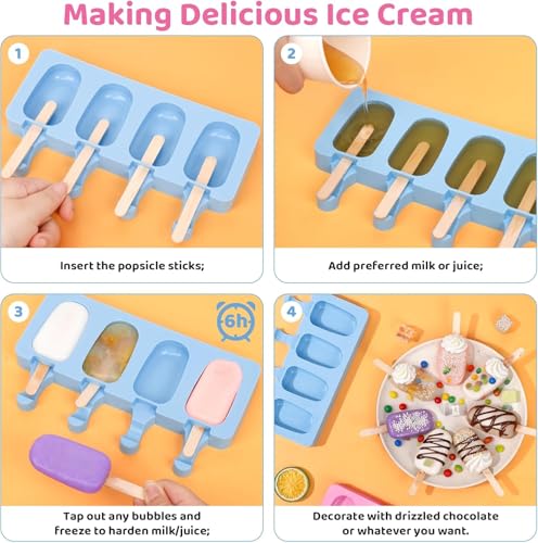 Popsicle Molds Set of 3 (Pink, Bule, Green / Large)