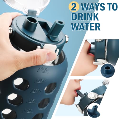 84 oz Glass Water Bottle (Blue / 84 Ounces)