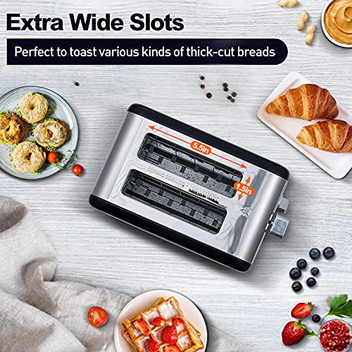 2 Slice Stainless Steel Toaster with Digital LED Display (Black Stainless Steel / 2 Slice)