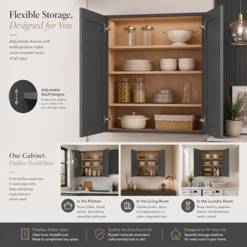 Wall Mounted Cabinet (Pebble Gray / 24" W x 12" D x 42" H)