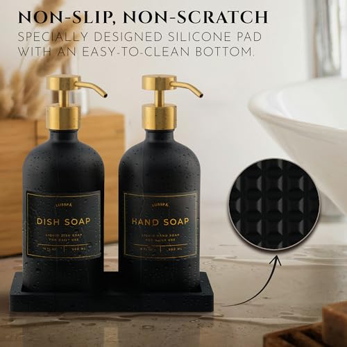 Glass Soap Dispenser Set of 2 (Black/Gold)