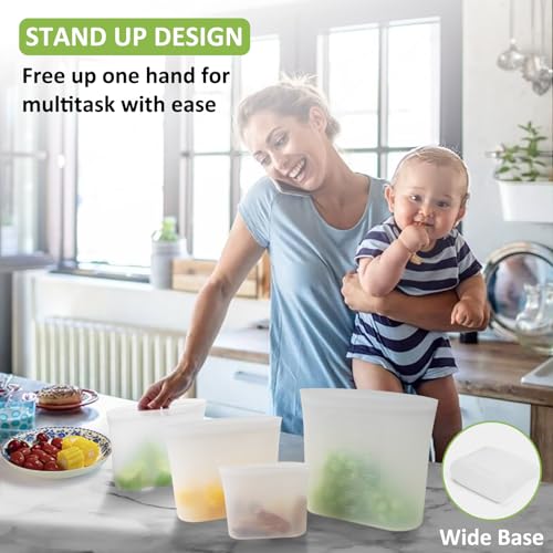 100% Silicone Reusable Storage Bag (Translucent | XL+S+XS | 12 Pack)