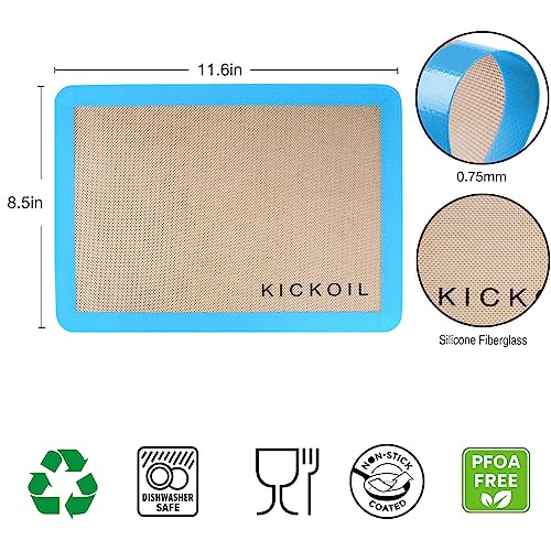 Silicone Baking Mats Set of 3 ((11.6" x 8.5") 3 Quarter Sheet)