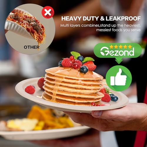 Compostable Small Paper Plates 6 Inch 125 Pack Dessert Plates (Brown / 6in 125pcs)