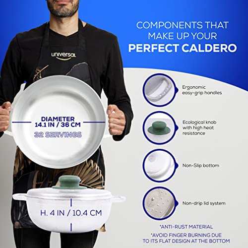 11.6 QT / 11 Liter) Caldero Pot with Lid, Large Cast Aluminum Rice Pot, 32-Cup Capacity for Rice, Soups, Stews, Frying & Large-Batch Cooking