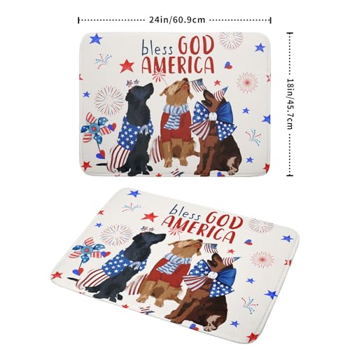 4th of July Patriotic Dogs Dish Drying Mat American Independence Day Dish Dry Pad 18"x24" Absorbent Dishes Drainer Mat for Kitchen Counter (Patriotic Dogs / 18" x 24")