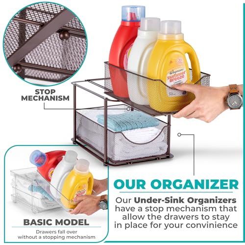 Pull Out Under Sink Organizer (1 Pack / Bronze)