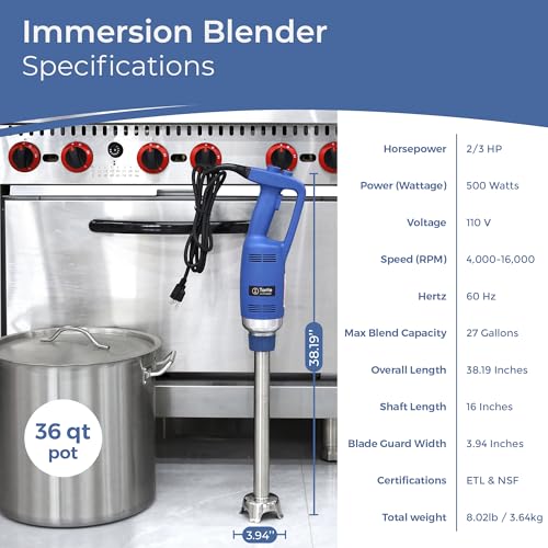TK Commercial Immersion Blender 500W Heavy Duty for Restaurants