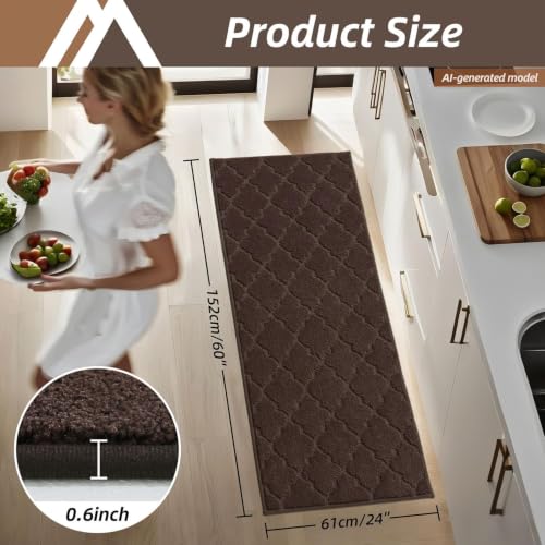 Kitchen Rugs Non Slip Washable 24"x60" (10 Sq Ft)