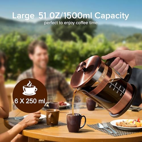 French Press Coffee Maker 51oz (New Style Copper / 51oz)