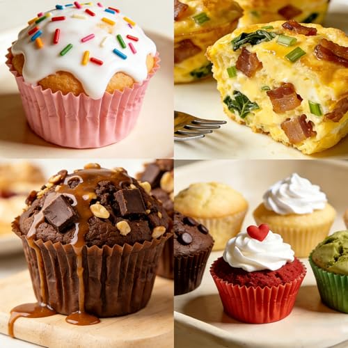 Muffin Pan, 6-Cup Nonstick Silicone Muffin Pans for Baking, Food-Grade Cupcake Pan for Oven, Microwave, Dishwasher Safe, BPA-Free Silicone Baking Mold for Muffins, Cupcakes, Egg Muffins (6 Cups Red)