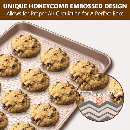 Baking Sheet Pan Set of 2 (15x10x1 inch Set / Textured Rose Gold)