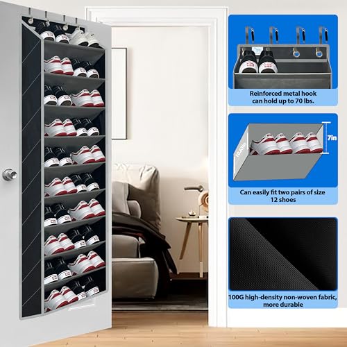 10 Tiers Shoe Organizer for Closet (Black/Grey)