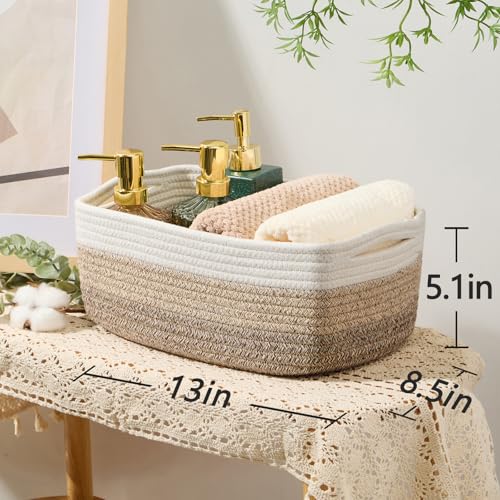 Small Storage Baskets for Organizing (4pcs-L13xW8.5xH5.1" / Gradient Brown)