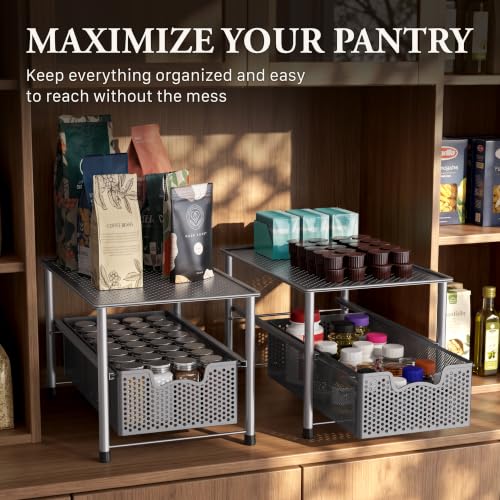 Stackable Under Sink Sliding Basket Drawer (Silver)