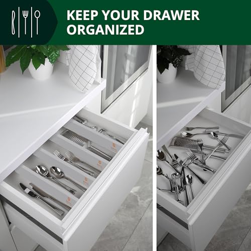Bamboo Drawer Dividers Organizers (Large (up to 22") / Gray)
