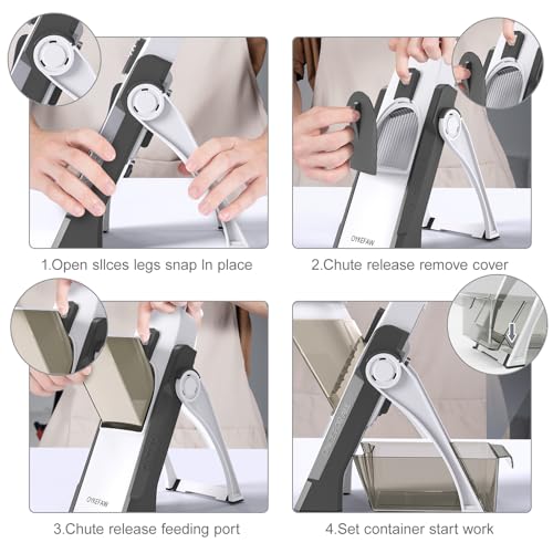 Safe Mandoline Slicer for Kitchen (Light Grey)