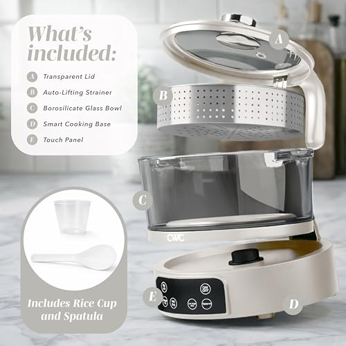 Glass Mini Low Carb Rice Cooker (Cream)