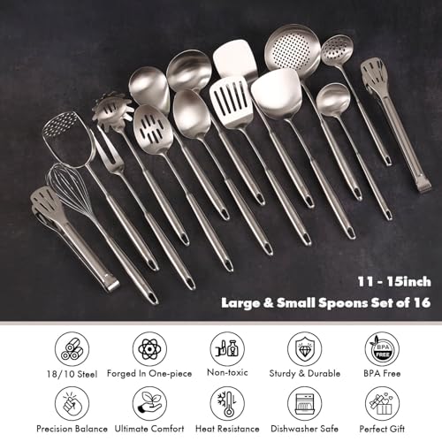 18 10 Stainless Steel Cooking Utensils Set (16-Pieces)