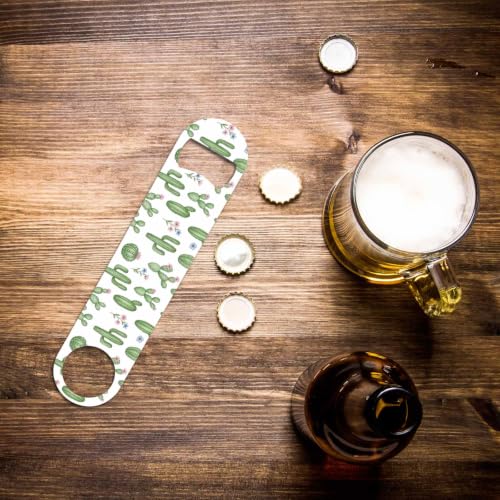 Watercolor Cactus and Flowers Stainless Steel Bottle Opener Pastel Floral Cacti Tropical Green Succulents Flat Beer Bottle Opener Keychain for Home Kitchen Bar Restaurant Party Birthday Gift (Cactus and Flowers)