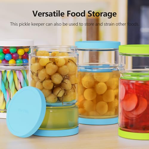 Glass Pickle Container with Strainer (Green&Blue / 45oz*2pcs)