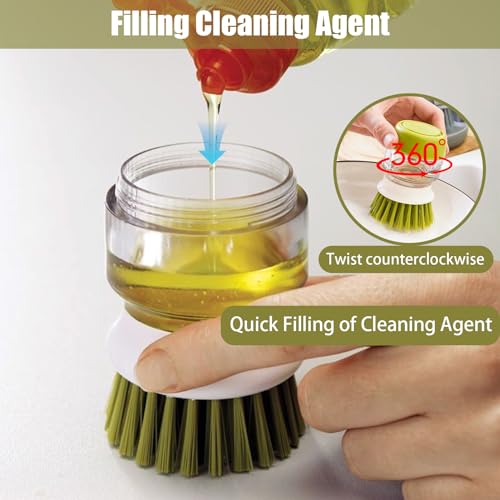 Soap Dispenser with Dish Brush and Storage Bracket (Gray)