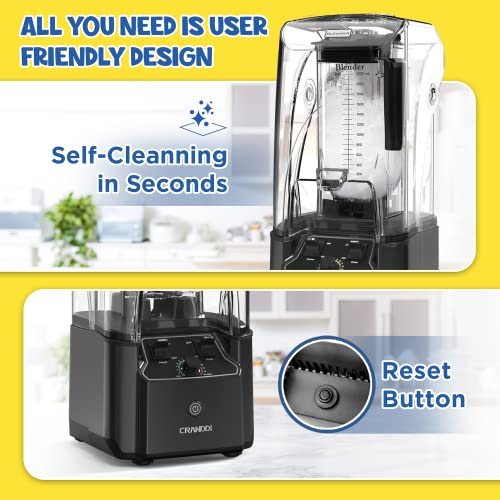 Quiet Commercial Blender with Soundproof Shield (Grey)