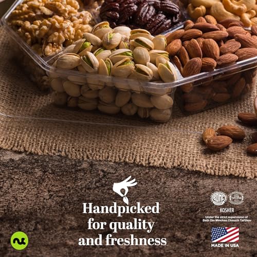 Mixed Nuts Gift Basket (3. Deluxe Red Ribbon - (7 Piece Assortment))