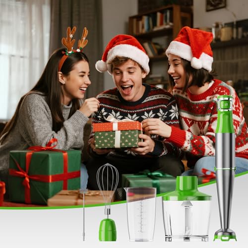Immersion Blender Handheld Corded Hand Blenders Set 1100W (Apple Green / 5 in 1)