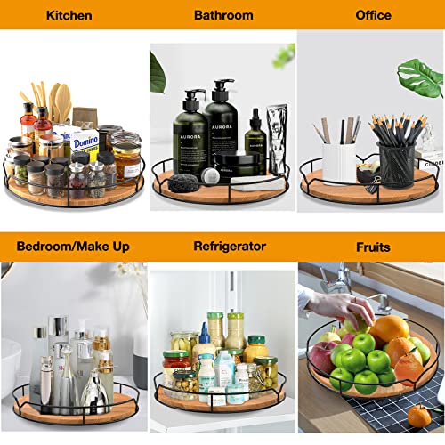 Lazy Susan Turntable Organizer for Cabinet Pantry Kitchen Countertop Refrigerator Cupboard (Carbonized Black / 12'')