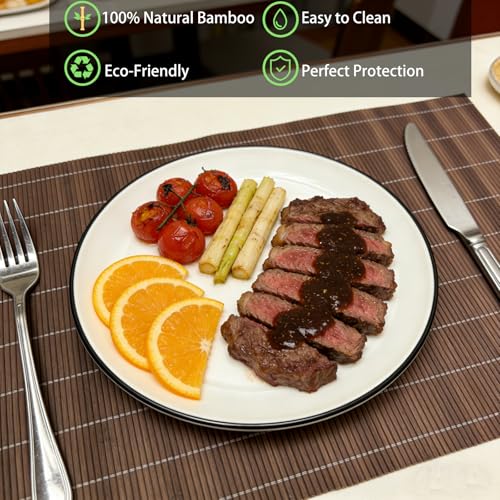 8 Pack 17.7x11.8 Bamboo Placemats (Coffee / Set of 8)