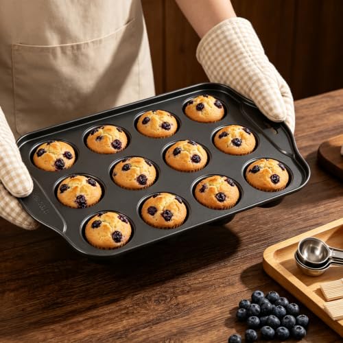 2 Pack Mini Muffin Pan with Removable Bottom (Grey-2 Pack mini cheesecake pan)