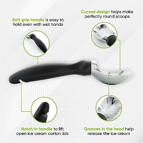 Heavy Duty Metal Ice Cream Scoop for Kitchen (2 Count)
