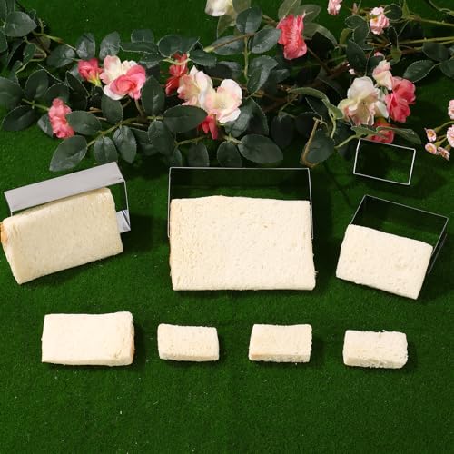 Rectangle cookie cutter ANCKNE Stainless Steel Rectangle Biscuit Molds Square Pastry Molds Fondant Cake Cookie Cutter Set 1 Inch Depth (Rectangle)