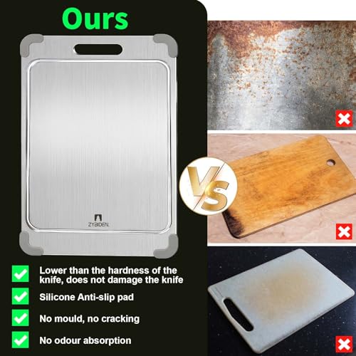 13"*9" Pure Titanium Cutting Board with Groove and Silicone Corner