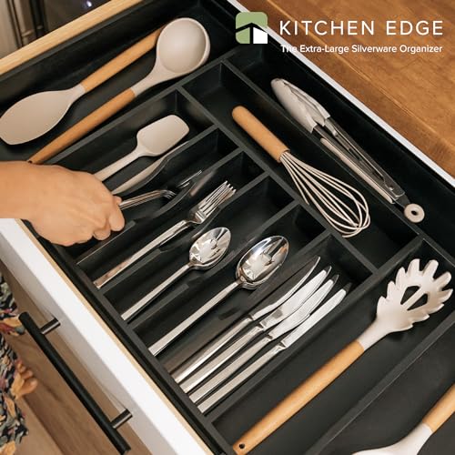 Silverware & Utensil Drawer Organizer (Black Bamboo / From 18" to 33" Wide)