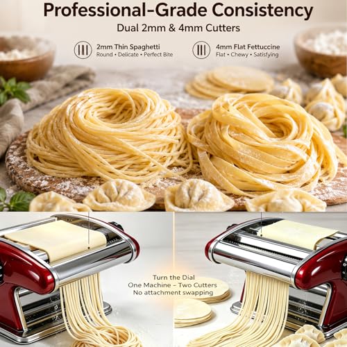 Manual Pasta Maker Machine (Red / 2/4MM)