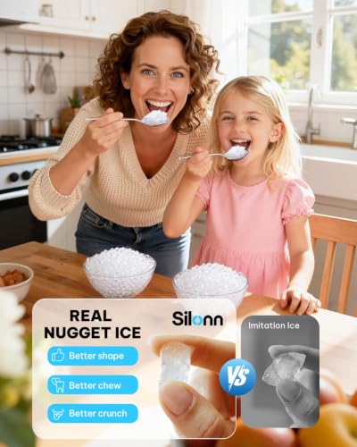 Nugget Ice Maker Countertop with 3L Detachable Tank (White PRO / 44lbs)