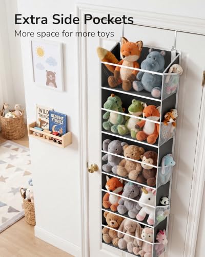 Stuffed Animal Organizer Over the Door (Clear Dark Grey / 1 Pack-5 Tier)