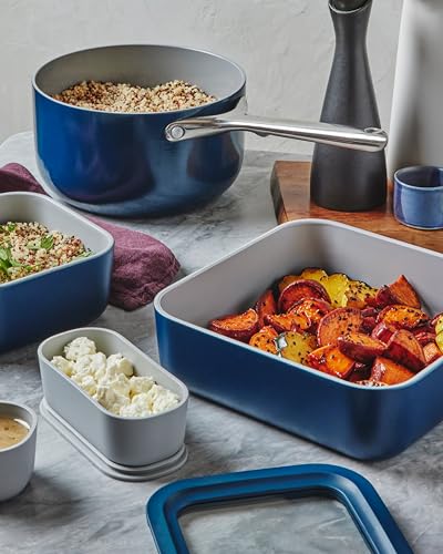 2 Piece Glass Food Storage Set with Lids (Gray / 10 Cup Food Storage (2x))