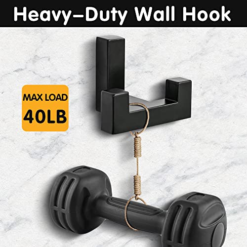 5 Pack Heavy Duty Double Claw Coat Hook Wall Mount with Screw Retro Double Coat Hook Utility Hook for Coats (Black)