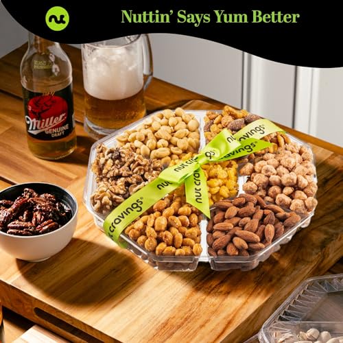 Mixed Nuts Gift Basket + Green Ribbon Classic