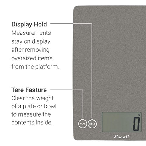 Arti Glass Food Scale Digital Countertop Kitchen (Grey Storm / 15" x 6.5" x 0.75")