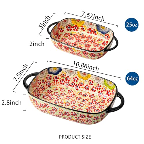Retro pastoral style Ceramic Baking Dish Rectangular Bakeware Set Baking Pan (Romantic Flower)