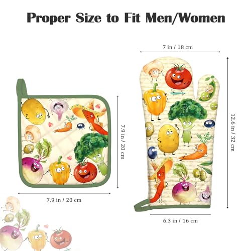 Vegetable Oven Mitts and Pot Holders Set (Vegetables / Oven Mitt x2 & Pot Holder x2)